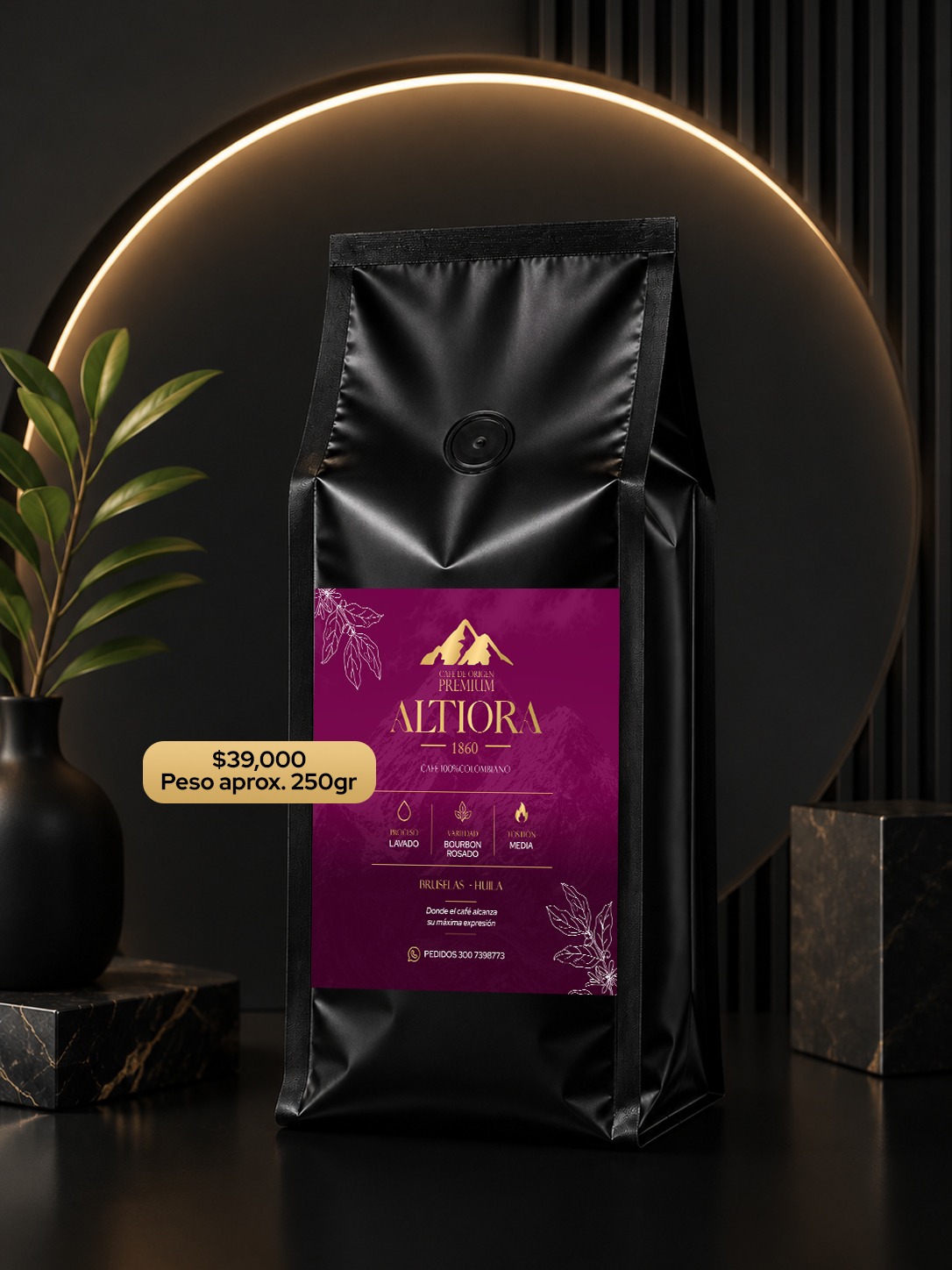 Bolsa magenta de café Altiora variedad Bourbon Rosado